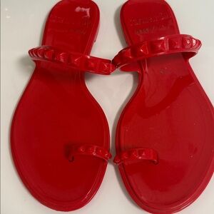 Ladies Carmen Sol RED studded jelly beach sandal flip flops shoes SZ 6 Italy
